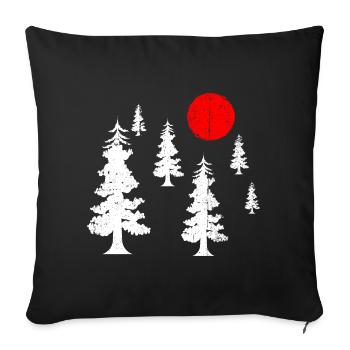 Soleil rouge sur pin blanc Silhouettes - Housse de coussin décorative 45 x 45 cm - noir - Devant