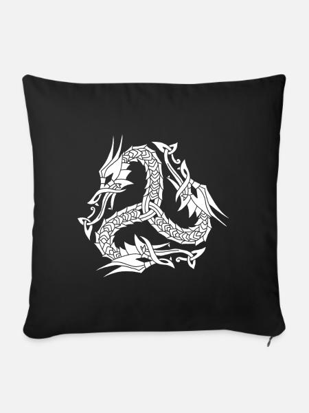 Keltische Weiße Hydra - Sofakissenbezug 45 x 45 cm - Schwarz