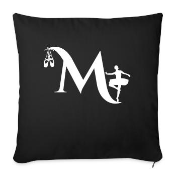 Lettre m ballerine - Housse de coussin décorative 45 x 45 cm - noir - Devant
