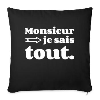 Monsieur Je Sais Tout - Housse de coussin décorative 45 x 45 cm - noir - Devant