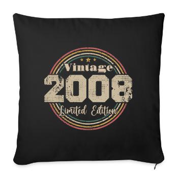 2008 Retro Vintage Birthday Born In - 2008 - Sofa pillowcase 17,3'' x 17,3'' (45 x 45 cm) - black - Front