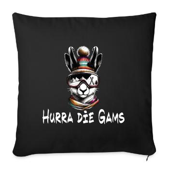hurra die gams apres ski schifahren winter - Sofakissenbezug 45 x 45 cm - Schwarz - Vorne