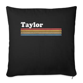 Taylor Nom personnalisé anniversaire Noël - Housse de coussin décorative 45 x 45 cm - noir - Devant