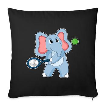 Raquette de tennis éléphant - Housse de coussin décorative 45 x 45 cm - noir - Devant