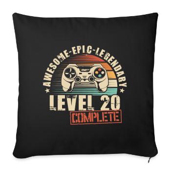 20. Geburtstag Gamer 20 Jahre Level 20 Complete - Sofakissenbezug 45 x 45 cm - Schwarz - Vorne