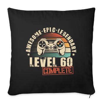 60th Birthday Gamer 60 Years Level 60 Complete - Sofa pillowcase 17,3'' x 17,3'' (45 x 45 cm) - black - Front