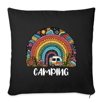 Camping Caravan Caravan Freedom Summer Tenting - Sofa pillowcase 17,3'' x 17,3'' (45 x 45 cm) - black - Front