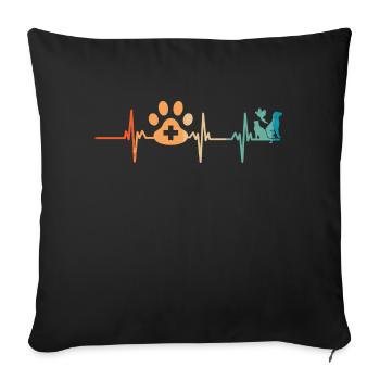 Veterinary heartbeat - Sofa pillowcase 17,3'' x 17,3'' (45 x 45 cm) - black - Front
