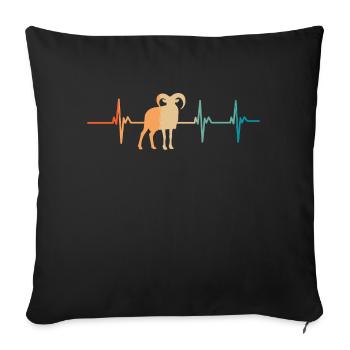 Mufflon-Herzschlag - Sofakissenbezug 45 x 45 cm - Schwarz - Vorne