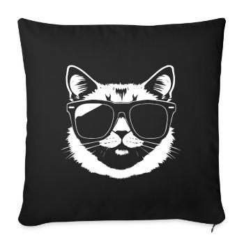 Funny Cat with Sunglasses Kitten Sunglas Cats - Sofa pillowcase 17,3'' x 17,3'' (45 x 45 cm) - black - Front