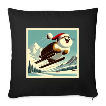 Vintage Ski Marmot - Sofa pillowcase 17,3'' x 17,3'' (45 x 45 cm) - black - Front