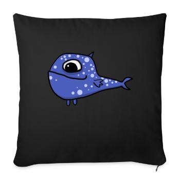 poisson bleu - Housse de coussin décorative 45 x 45 cm - noir - Devant