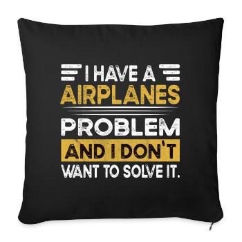 L’avion, c’est mon hobby - Housse de coussin décorative 45 x 45 cm - noir - Devant