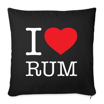 I LOVE RUM - Sofakissenbezug 45 x 45 cm - Schwarz - Vorne