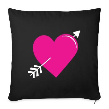 Arrow Heart Pink - Sofa pillowcase 17,3'' x 17,3'' (45 x 45 cm) - black - Front