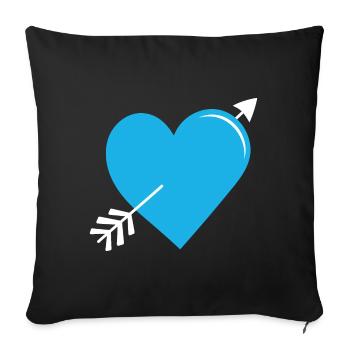 Arrow Heart Blue - Sofa pillowcase 17,3'' x 17,3'' (45 x 45 cm) - black - Front