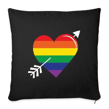 Arrow Rainbow Heart Pride - Sofa pillowcase 17,3'' x 17,3'' (45 x 45 cm) - black - Front
