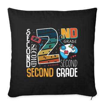 2nd Grade Gaming Schoolchild - Sofa pillowcase 17,3'' x 17,3'' (45 x 45 cm) - black - Front