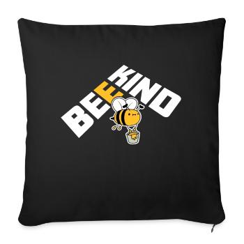 Be Kind Cute Honey Kindness Bee Love Inspirational - Sofa pillowcase 17,3'' x 17,3'' (45 x 45 cm) - black - Front