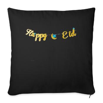 Happy Eid - Housse de coussin décorative 45 x 45 cm - noir - Devant