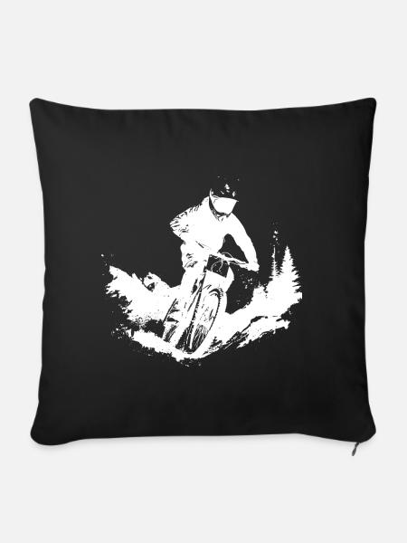 Mountainbiker - Sofakissenbezug 45 x 45 cm - Schwarz