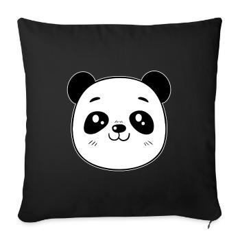 Tête de panda, animal mignon - Housse de coussin décorative 45 x 45 cm - noir - Devant