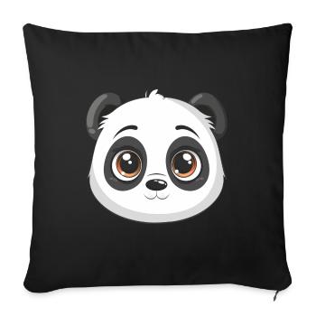 Panda head, kawaii animal - Sofa pillowcase 17,3'' x 17,3'' (45 x 45 cm) - black - Front