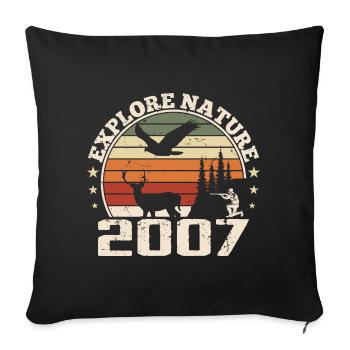 Cadeau Anniversaire 2007 Classique Chasseur 2007 - Housse de coussin décorative 45 x 45 cm - noir - Devant