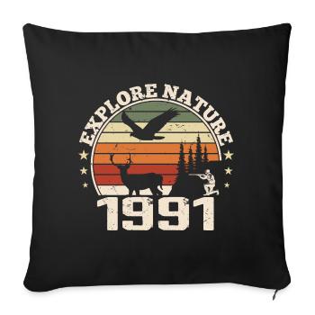 Cadeau Anniversaire 1991 Classique Chasseur 1991 - Housse de coussin décorative 45 x 45 cm - noir - Devant