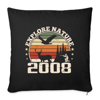 Cadeau Anniversaire 2008 Classique Chasseur 2008 - Housse de coussin décorative 45 x 45 cm - noir - Devant