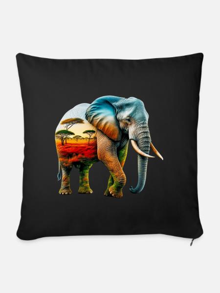 Elefant - Sofakissenbezug 45 x 45 cm - Schwarz