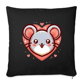 Coeur de souris - Housse de coussin décorative 45 x 45 cm - noir - Devant