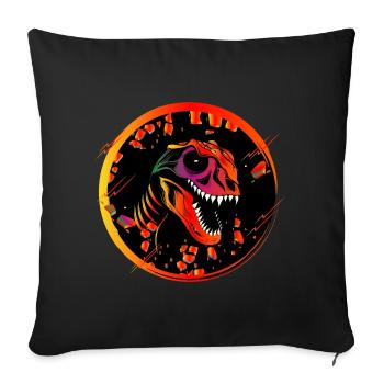 Colorful Dinosaur Skull Tyrannosaurus Rex Head - Sofa pillowcase 17,3'' x 17,3'' (45 x 45 cm) - black - Front