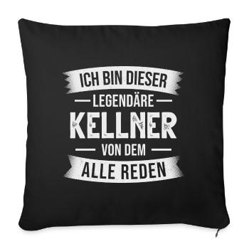 Kellner Gastronomie Servicekraft Bedienung - Sofakissenbezug 45 x 45 cm - Schwarz - Vorne