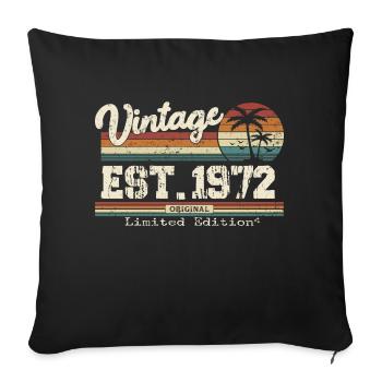 1972 Vintage Millésime anniversaire Retro cadeau - Housse de coussin décorative 45 x 45 cm - noir - Devant