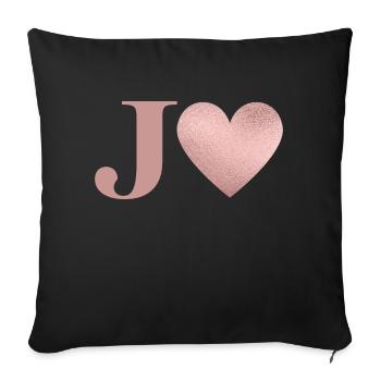 Letter j heart rose gold - Sofa pillowcase 17,3'' x 17,3'' (45 x 45 cm) - black - Front