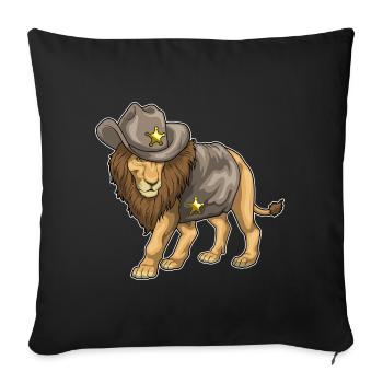Chapeau du shérif Lion - Housse de coussin décorative 45 x 45 cm - noir - Devant