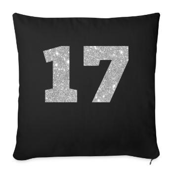 Number 17 Silver Glitter - 17th Anniversary - Sofa pillowcase 17,3'' x 17,3'' (45 x 45 cm) - black - Front