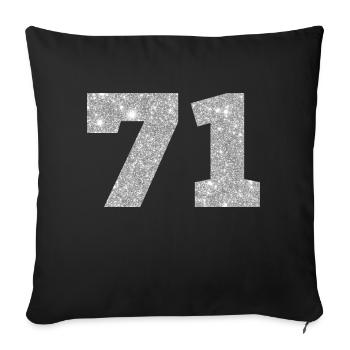 71 paillettes argenté - 71 anniversaire - Housse de coussin décorative 45 x 45 cm - noir - Devant