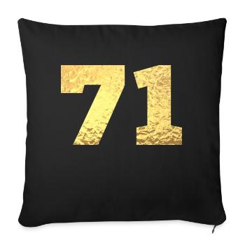 71 paillettes doré - 71 anniversaire - Housse de coussin décorative 45 x 45 cm - noir - Devant