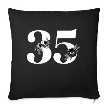 Numéro 35 floral noir - 35e anniversaire floral - Housse de coussin décorative 45 x 45 cm - noir - Devant