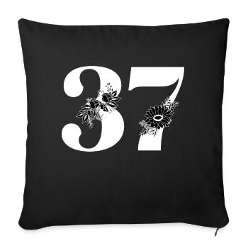 Number 37 Black Floral - 37th Floral Birthday - Sofa pillowcase 17,3'' x 17,3'' (45 x 45 cm) - black - Front