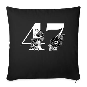 Number 47 Black Floral - 47th Floral Birthday - Sofa pillowcase 17,3'' x 17,3'' (45 x 45 cm) - black - Front