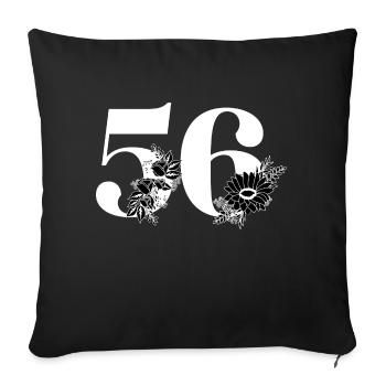 Number 56 Black Floral - 56th Floral Birthday - Sofa pillowcase 17,3'' x 17,3'' (45 x 45 cm) - black - Front
