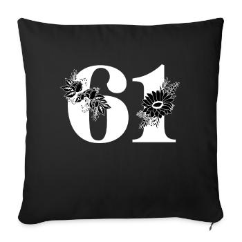 Number 61 Black Floral - 61st Floral Birthday - Sofa pillowcase 17,3'' x 17,3'' (45 x 45 cm) - black - Front