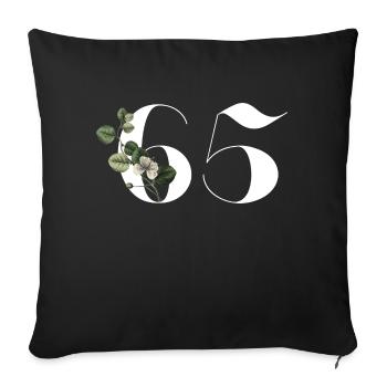 Nummer 65 Blumengrün - 65. Blumengeburtstag - Sofakissenbezug 45 x 45 cm - Schwarz - Vorne