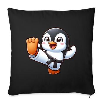 Pingouin Karaté Arts Martiaux Arts Martiaux - Housse de coussin décorative 45 x 45 cm - noir - Devant