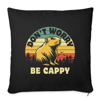 Don't worry be Cappy - Capybara - Sofa pillowcase 17,3'' x 17,3'' (45 x 45 cm) - black - Front