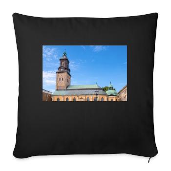 Église allemande Tyska kyrkan Göteborg Ville Suède - Housse de coussin décorative 45 x 45 cm - noir - Devant