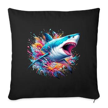 Requin - Housse de coussin décorative 45 x 45 cm - noir - Devant